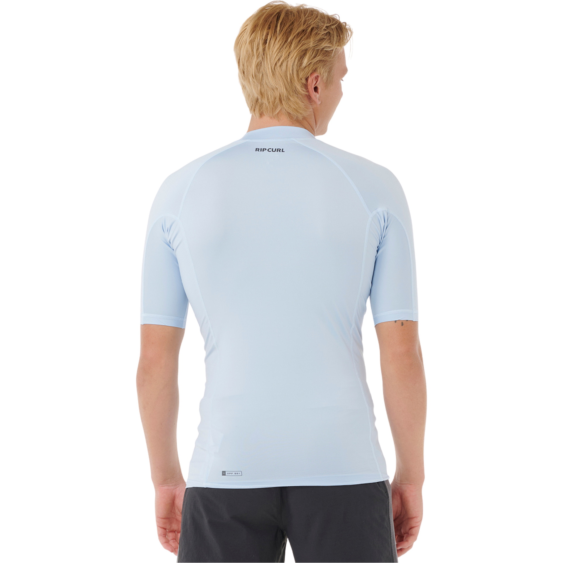 2025 Rip Curl Männer Waves Perf Short Sleeve Lycra Vest 16MMRV - Blue Wind